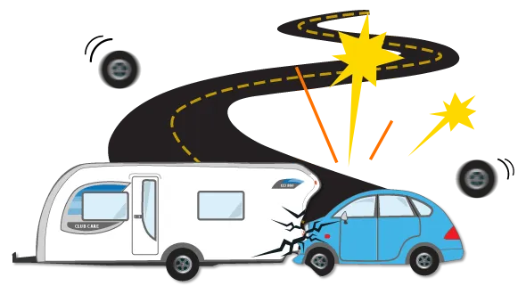 caravan car accident image, caravan accident, damaged caravan